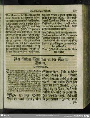 Am fünften Sonntage in der Fasten, Judica