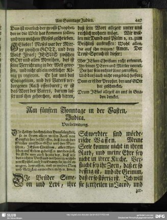 Am fünften Sonntage in der Fasten, Judica