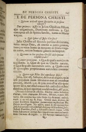 I. De Persona Christi. - De Officio Christi.