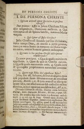 I. De Persona Christi. - De Officio Christi.