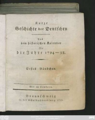 Bändchen 1: Mit 12 Kupfern