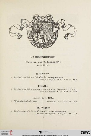 1. Versteigerungstag (Nr. 1-100)