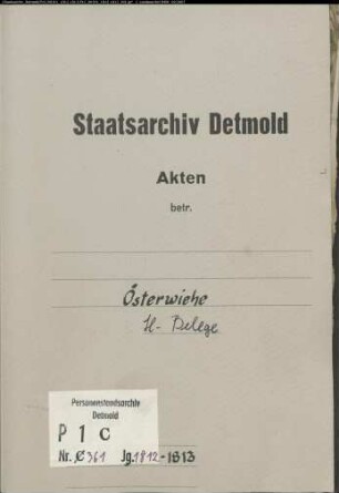 Belegakten zum Heiratsregister der katholischen Gemeinde Oesterwiehe, Kreis Wiedenbrück (1812-1813)