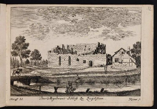 Das Abgebrant Schloß zu Ziegelstein. - Ehemaliger Herrensitz Hallerschloss, Nürnberg-Ziegelstein