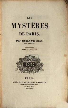 Les mystères de Paris. 1