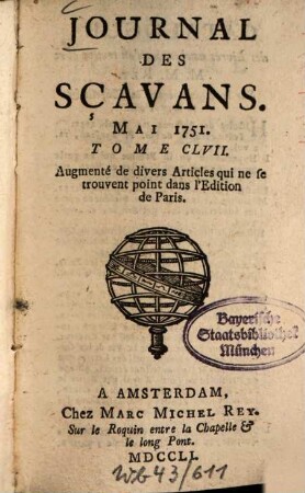 Journal des sçavans. 1751, [2]. Mai - Juin = T. 157