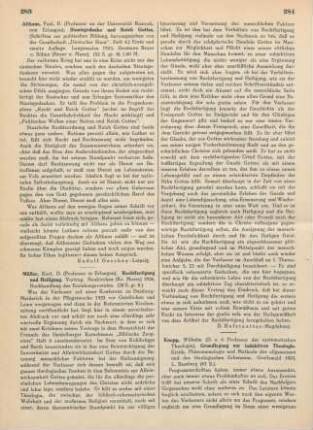 284-285 [Rezension] Koepp, Wilhelm, Grundlegung der induktiven Theologie