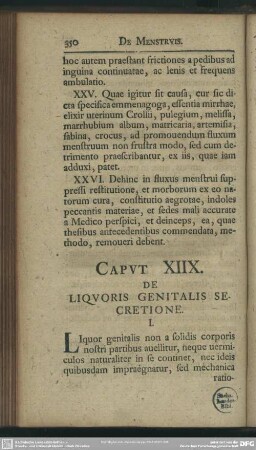 Caput XIIX. De Liquoris Genitalis Secretione