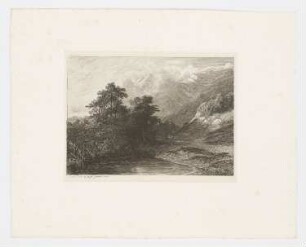 Berglandschaft mit zwei Figuren und einem Teich, aus: "Radierversuche II"