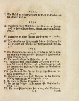 (Inhalt) 1735. I. Ein Brieff an etliche Prediger ...