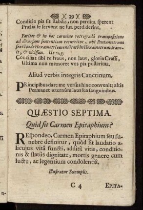 Quæstio Septima. Quid sit Carmen Epitaphium?