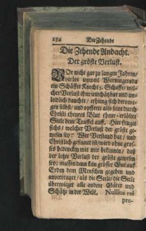 Die Zehende Andacht. Der gröste Verlust.