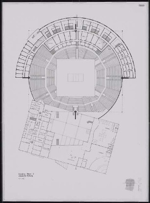 Sporthalle, Berlin Schinkelwettbewerb 1992: Grundriss Ebene 2 1:200, Olympische Nutzung