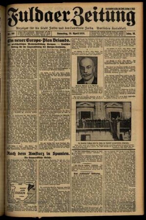 Ausgabe vom Samstag, den 18. April 1931.