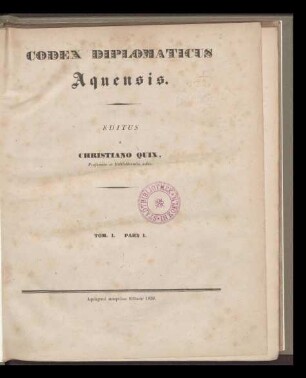 Codex diplomaticus Aquensis / 1,1