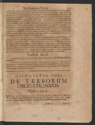 Disputatio XXVII. De Verborum Obligationibus