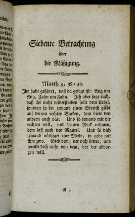 Siebente Betrachtung über die Mäßigung.