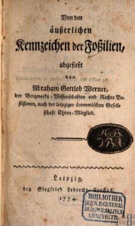 Von den äußerlichen Kennzeichen der Foßilien