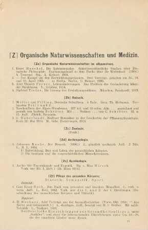 [Z] Organische Naturwissenschaften und Medizin