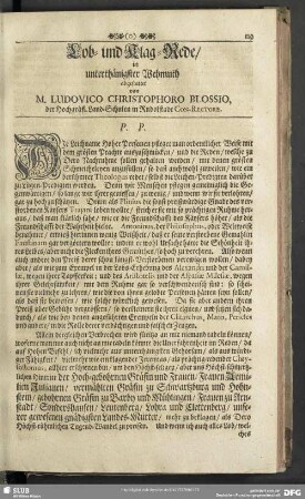 Lob- und Klag-Rede