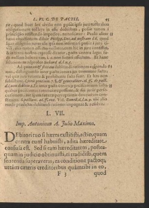 L. VII. Imp. Antonius A. Julio Maximo.