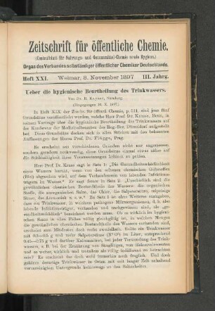 Heft XXI. Weimar, 8. November 1897