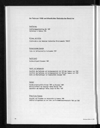 Im Februar 1988 veröffentlichte Statistische Berichte