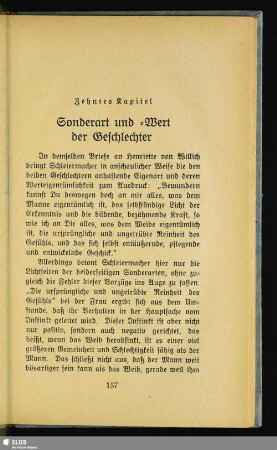 Zehntes Kapitel: Sonderart- und Wert der Geschlechter