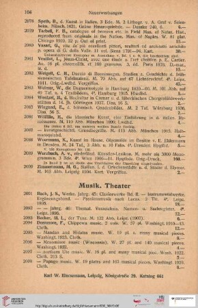 Musik. Theater (Nr. 2091-2110)