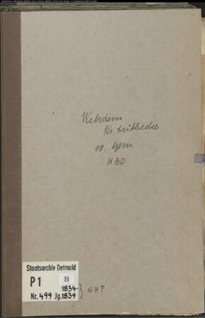 Kirchenbuchduplikat der evangelischen Gemeinde Wehdem, Kreis Lübbecke (GHT 1834-1839) (Gemeinde: Evangelische Gemeinde Wehdem)