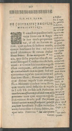 Tit. Ult. Pand. De [Diversis] Regulis Iuris Antiqui.