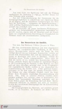 Das Konservieren der Gemälde