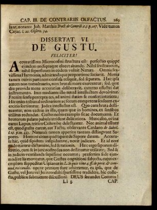 Dissertat. VI. De Gustu