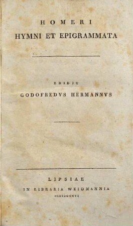 Homeri Hymni et epigrammata