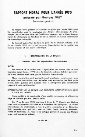 195-206, Rapport moral pour l'année 1970