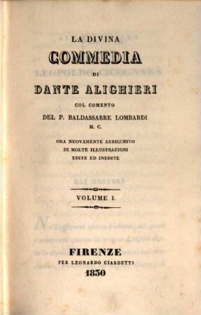 La divina commedia di Dante Alighieri, 1