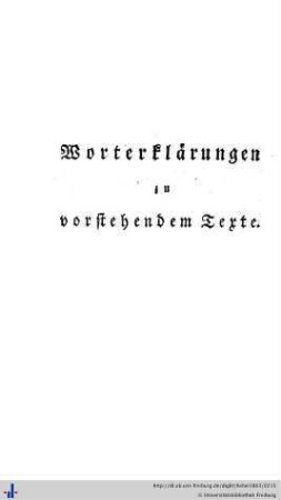 Worterklärungen zu vorstehendem Texte