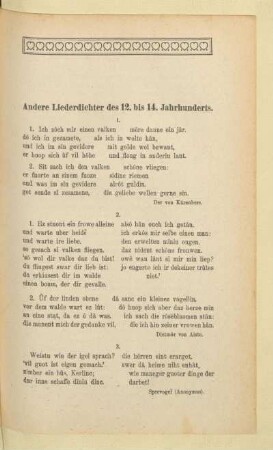 Andere Liederdichter des 12. bis 14. Jahrhunderts