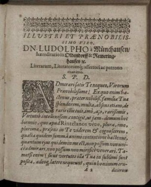 Illustri Et Prænobilissimo Viro Dn. Ludolpho a Münchausen [...]