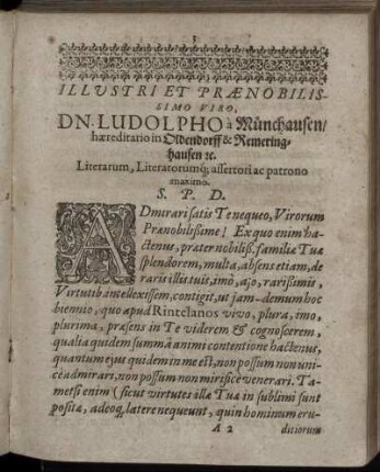Illustri Et Prænobilissimo Viro Dn. Ludolpho a Münchausen [...]