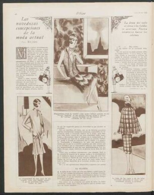 Las novedosas concepciones de la moda actual : La línea del talle se eleva y las faldas se acortan. Nueva tendencia hacia los adornos
