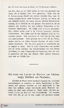 Het leven van Lucas en Marteen van Valckenborgh, Schilders van Mecchelen