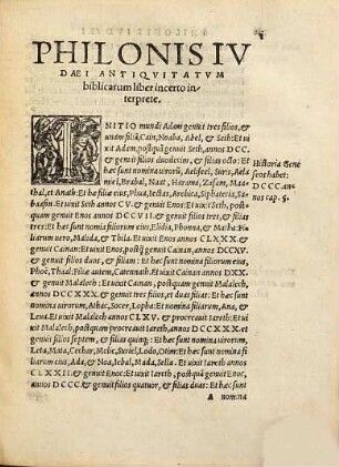 Philonis Ivdaei Alexandrini ... omnes quae apud Graecos & Latinos extant, libri : Antiquitatum. Quaestionum & solutionum in Genesin. De Essaeis. De nominibus Hebraicis. De Mundo.