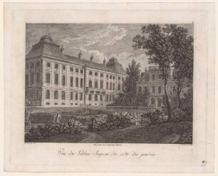 Das Japanische Palais in Dresden-Neustadt aus dem Park von Nordwesten, Blatt 2 aus Rittners Dresden mit seinen Prachtgebäuden um 1810
