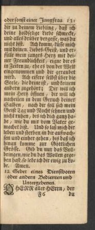 12. Gebet eines Dienstboten oder andern Bedienten und Untergebenen.