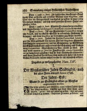 Zugaben zu vorhergehender Num. XIV. - Num. XVI.