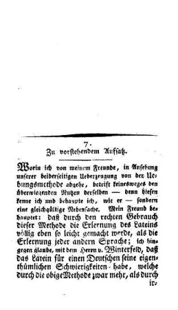 Zu vorstehendem Aufsatz