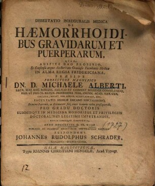 Dissertatio Inauguralis Medica De Haemorrhoidibus Gravidarum Et Puerperarum