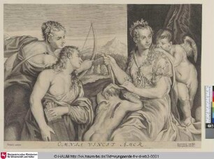 Omnia vincit Amor [Die Erziehung des Amor; Cupid Blindfolded; Venere che benda amore]