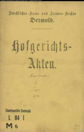 Manhenke, Tönies gegen Hans Hermann Ties und Kons. - Schuldforderung